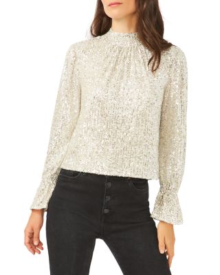 1.STATE - Draped Back Sequin Top