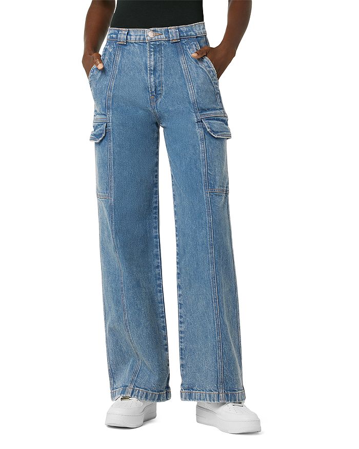 Hudson High Rise Cargo Straight Jeans in Lighthouse