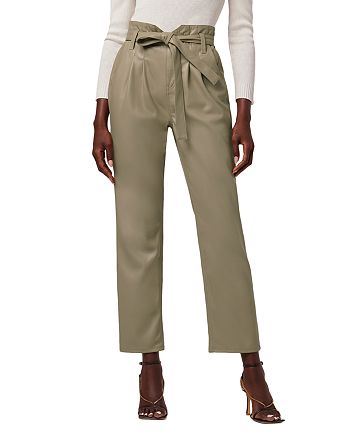 Hudson Remi Faux Leather High Rise Paper Bag Ankle Pants | Bloomingdale's