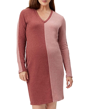 STOWAWAY COLLECTION MATERNITY LONG SLEEVE COLORBLOCK SWEATER DRESS