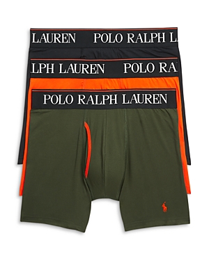 Shop Polo Ralph Lauren Logo Waistband Boxer Briefs, Pack Of 3 In Active Orange/company Olive/polo Black