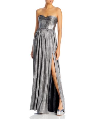 BRONX AND BANCO Florence Metallic Strapless Gown