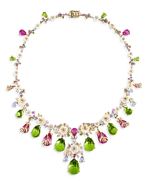 Anabela Chan 18K Yellow Gold Plated Sterling Silver Palms Collection Synthesized Gemstone & Diamond Peridot Paradise Necklace, 16.5