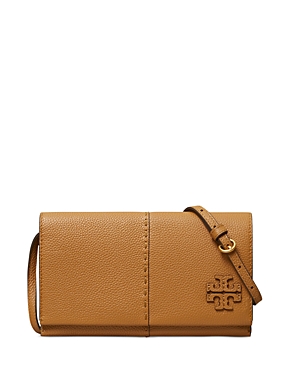 Tory Burch Mcgraw Wallet Crossbody In Tiramisu/rolled Brass