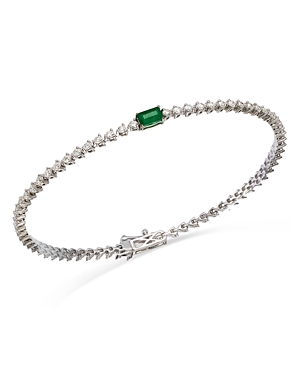 Bloomingdale's Emerald & Diamond Bracelet In 14k White Gold - 100% Exclusive In Green/white