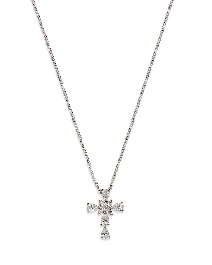 Bloomingdale's Diamond Cross Pendant Necklace in 14K White Gold, 0.50 ...