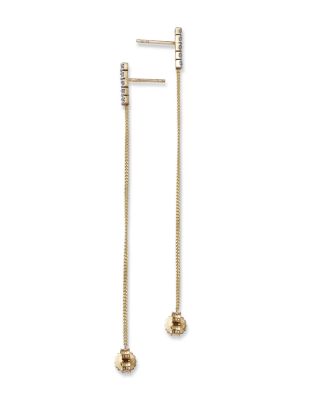 Diamond Vertical Bar Chain Earrings in 14K Yellow Gold, 0.25 tcw 