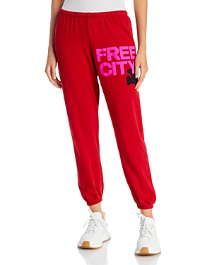 Free City Cotton Logo Sweatpants In Artyard Red/black