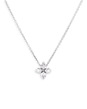 Roberto Coin 18K White Gold Love in Verona Diamond Flower Pendant Necklace, 16-18