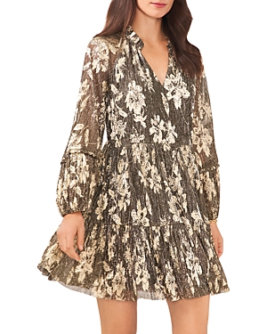 Vince Camuto Textured Floral Print Dress