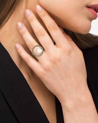 18K Yellow Gold & Sterling Silver Luna Cultured Freshwater Pearl Ring