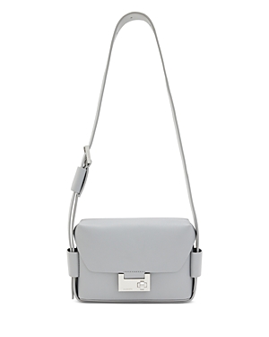 Allsaints Frankie Leather Crossbody Bag In Cement Gray