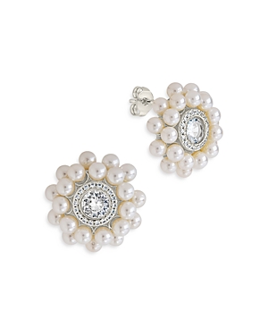 Sterling Forever Betty Stud Earrings In Silver