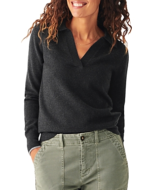 Faherty Jackson Sweater Polo Shirt In Ash Heathe