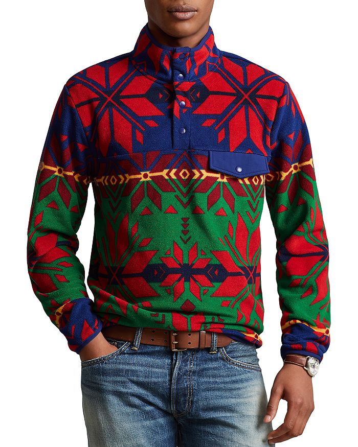 Polo Ralph Lauren - Fleece Geo-Print Half-Snap Mock Neck Sweatshirt