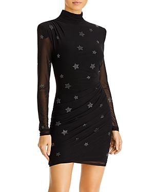 Cinq À Sept Marlene Rhinestone Star Midi Dress In Black