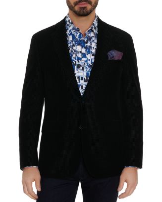 Bariloche Navarra Jacquard Velvet Mandarin Jacket With Trim Navy/red