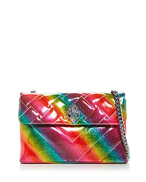 KURT GEIGER KENSINGTON MEDIUM RAINBOW GLITTER QUILTED CROSSBODY