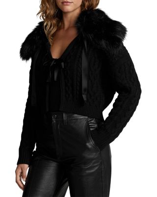 Ralph Lauren - Faux Fur Collar Cable Knit Cardigan