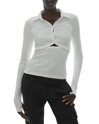 Helmut Lang Cut-out Cardigan Top In Ivory