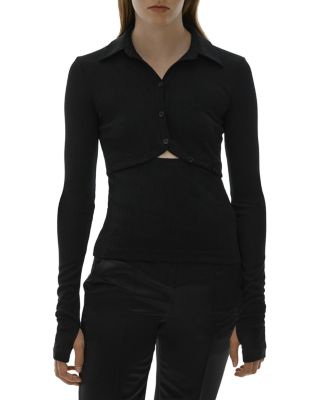 Helmut Lang Ribbed Cutout Polo Shirt Bloomingdale's
