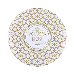 Voluspa Suede Blanc 3-wick Tin Candle In White