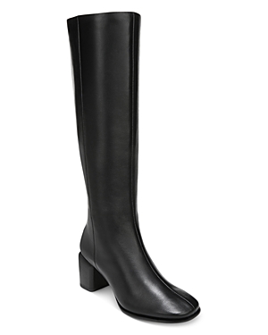 Vince Women's Maggie Block Heel Riding Boots In Black Leather