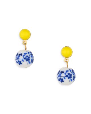 Ettika - Indigo Floral Drop Earrings in 18K Gold Plate