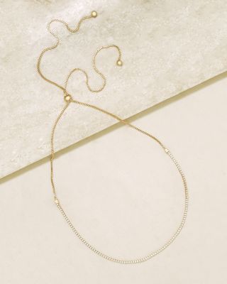 Embellished Choker Necklace in 18K Gold Plate, 28"