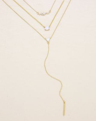 Opal Pendant Layer Necklaces, Set of 3