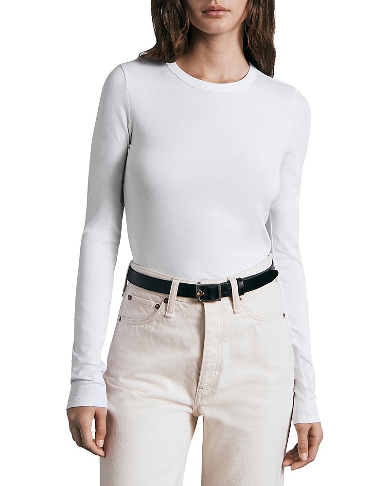 Rag & Bone Icon Luca Slim Long Sleeve Tee In Wht