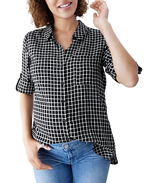 Shop Ingrid & Isabel Classic Button Down Maternity Shirt In Black And White