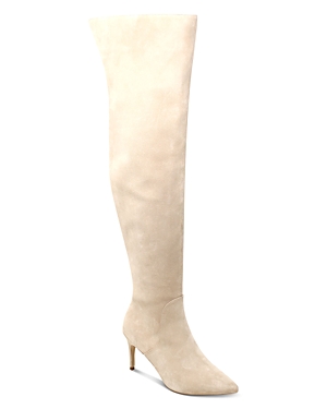 Charles David Women's Piano Pointed Toe High Heel Boots In Nude Suede
