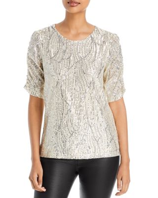 Baseball Sequins Short Sleeve Top main image 1