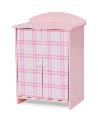 Teamson - Kids Aurora Princess 18" Doll Pink Plaid Closet with Bathrobe & Slipper Pink/White - Ages 3-7
