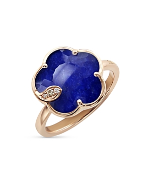 Shop Pasquale Bruni 18k Rose Gold Petit Joli Lapis Doublet & Diamond Floral Ring In Blue/rose Gold