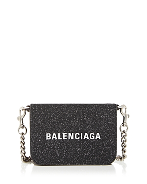 Balenciaga Cash Mini Glitter Leather Chain Wallet