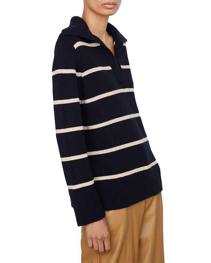 Vince Johnny Collar Striped Sweater | Bloomingdale's