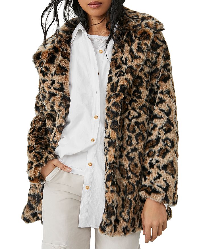 Free People Lola Leopard Print Faux Fur Jacket | Bloomingdale's
