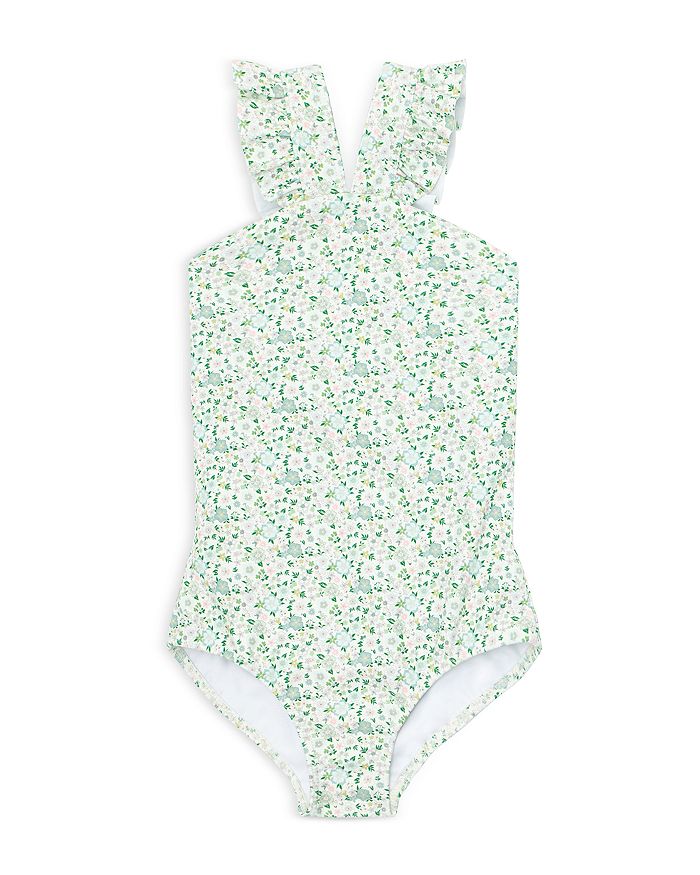 Minnow Girls' Floral V Neck One Piece Swimsuit Baby, Little Kid, Big