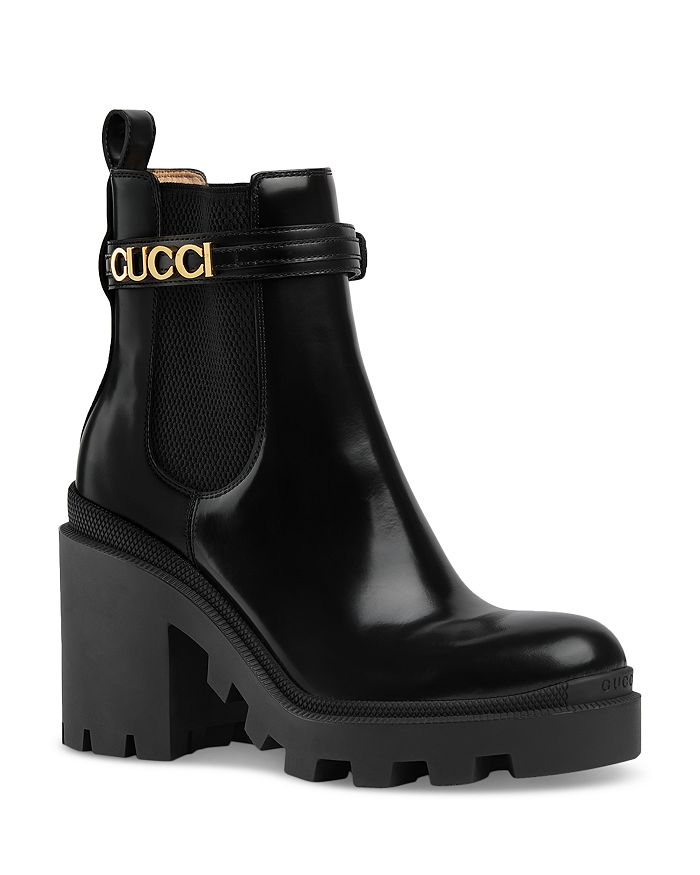 Gucci Women's Logo Strap High Heel Chelsea Boots | Bloomingdale's