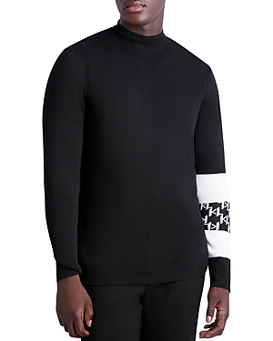 Karl Lagerfeld Paris Pullover Partially Striped Sweater