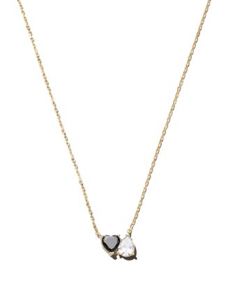 By Adina Eden Cubic Zirconia Heart & Pear Pendant Necklace in 14K Gold ...