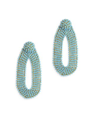 Deepa by Deepa Gurnani Bianca Stone Open Drop Earrings in Gold Tone Stainless Steel