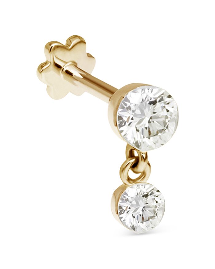 MARIA TASH 18K Yellow Gold Diamond Invisible Dangle Stud Earring ...