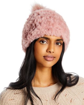 【jocelyn】国内発送★ Faux Hat with Faux Pom Jocelyn Faux Fur Pom Pom Hat In Blush | ModeSens