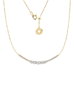 Graziela 18K Yellow Gold Diamond Curved Bar Necklace, 10-18