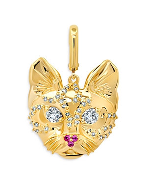 Graziela 14K Yellow Gold Champagne Diamond & Pink Sapphire Ocelot Pendant