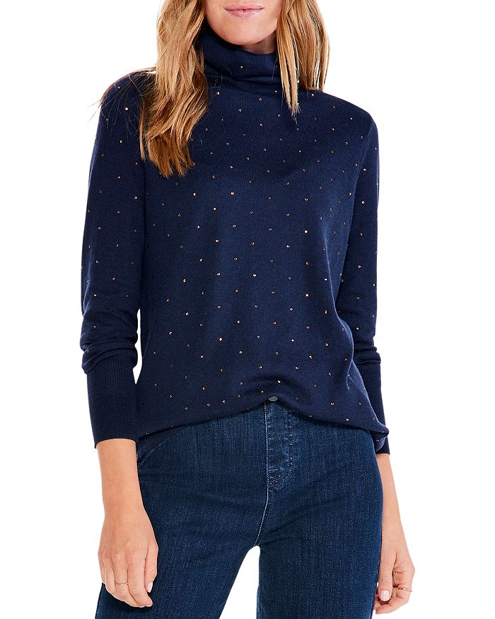 NIC+ZOE Women's Vital Twinkle Sweater - Turtleneck Pullover With Rhinestone Embellishment