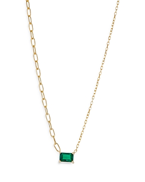 Argento Vivo Asymmetric Chain Stone Pendant Necklace in 14K Gold Plated, 16